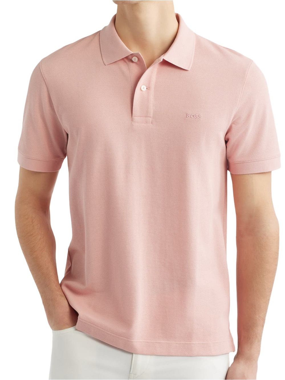 Boss Men's Size XL Light Pink Short Sleeve Logo Chest Polo Shirt